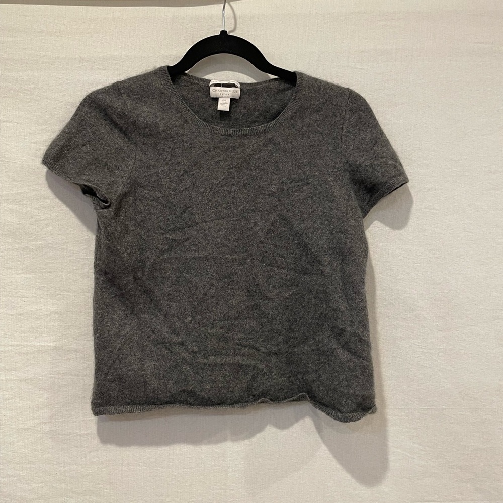 Grey crewneck cashmere top SIZE P/L from Charter Club